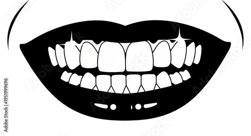 Smiling Mouth with Sparkling Teeth Illustration.