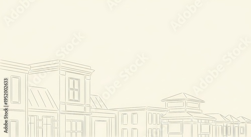 Line art of historic buildings on a light background  