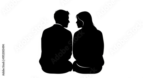 Silhouette of a Couple in Deep Conversation.