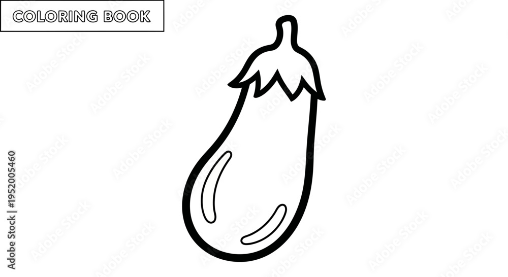 Fototapeta premium Eggplant coloring page, outline drawing, isolated on white background, for kids