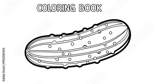 Coloring book page with a dill pickle illustration