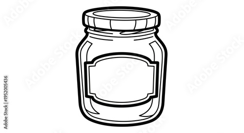 Empty glass jar with label space, simple line drawing