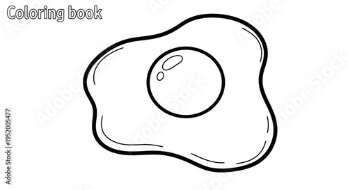 Fried egg outline for coloring book, simple drawing, white background