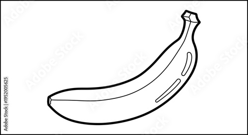Simple banana illustration, black and white outline