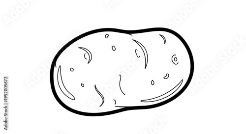 Simple line drawing of a potato on a white background