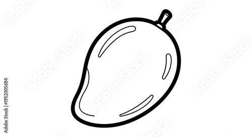 Simple outline drawing of a mango fruit with stem