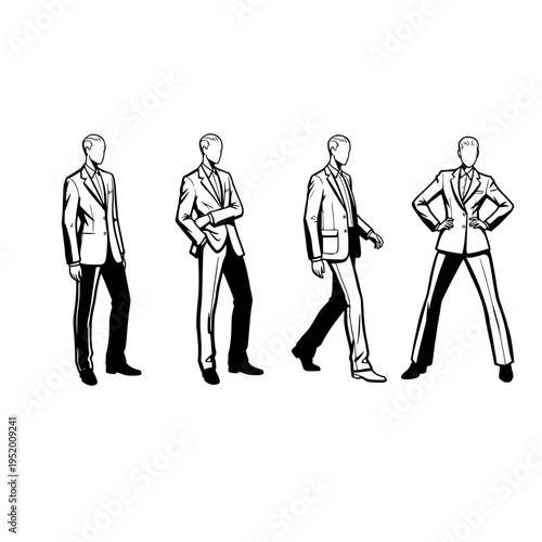 four businessmen in different poses vector illustration