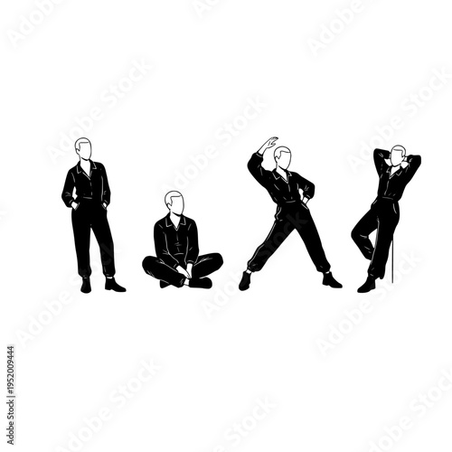 four businessmen in different poses vector illustration