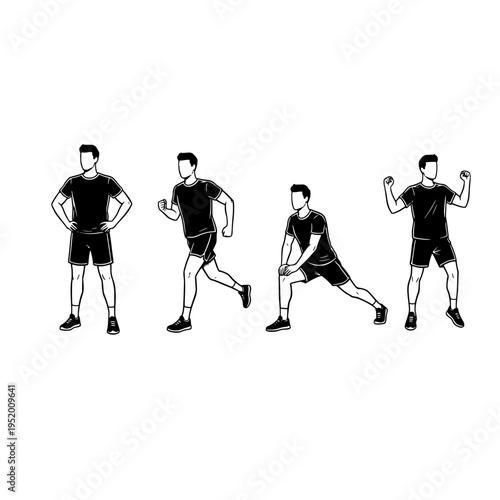 man running exercise sequence vector illustration