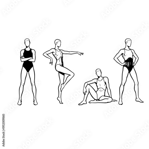 four women in different poses vector illustration