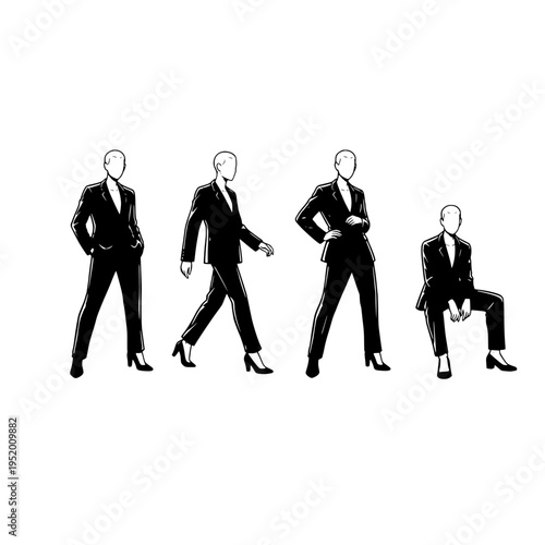 Four businesswomen in different poses