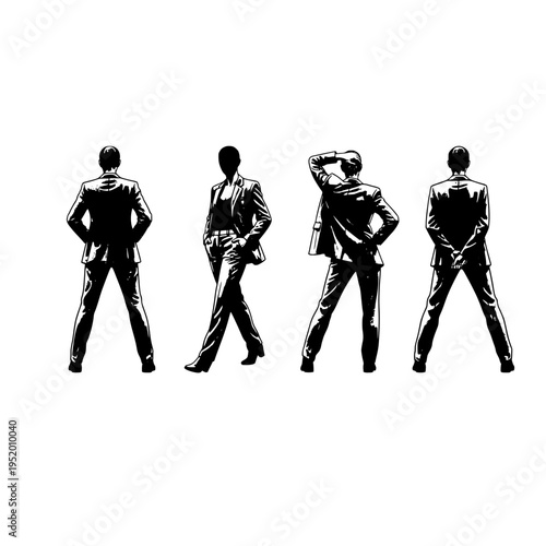 four businessmen in different poses vector illustration