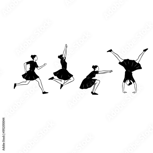 dancer poses sequence vector illustration