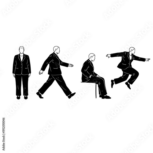 Four business people in different poses