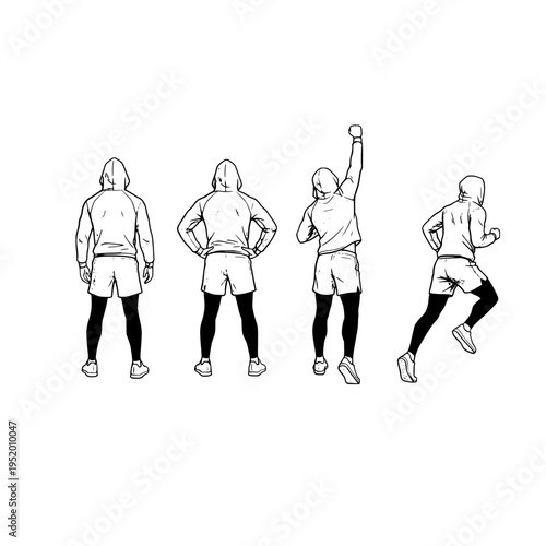 four people in different poses vector illustration