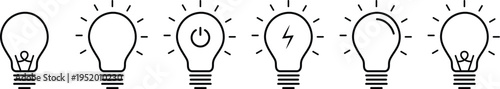 Light bulb icon set, Lamp concept. Creative thinking, innovation and solution symbols. innovation, and creativity symbols. process generating idea
