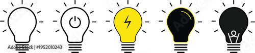 Light bulb icon set, Lamp concept. Creative thinking, innovation and solution symbols. innovation, and creativity symbols. process generating idea
