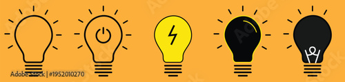 Light bulb icon set, Lamp concept. Creative thinking, innovation and solution symbols. innovation, and creativity symbols. process generating idea

