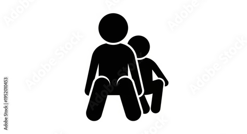 Stick Figure Depiction of Adult and Child Sitting Together.