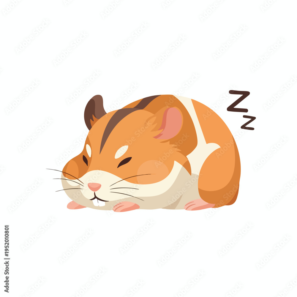 Fototapeta premium A cute, cartoon-style hamster is asleep, with 