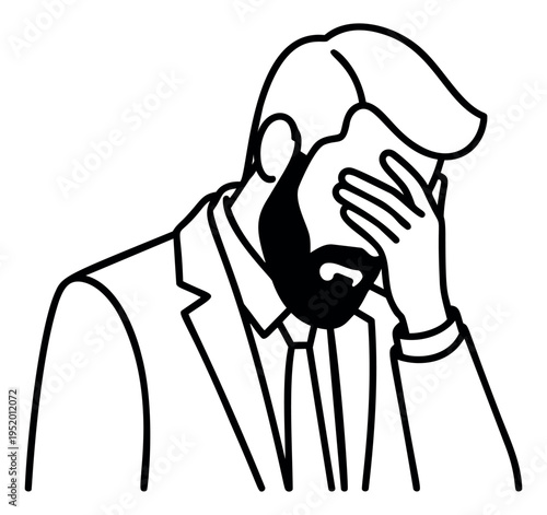 Line art illustration of a man depicting frustration for business problems