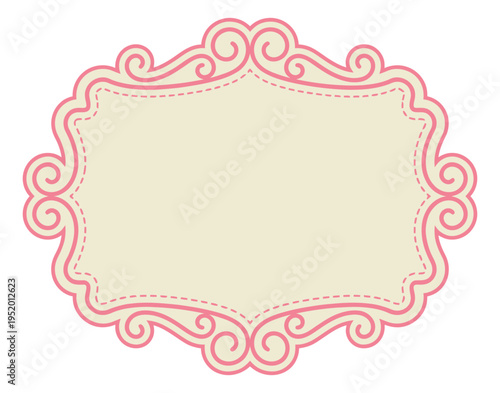 Vintage illustration of a decorative frame depicting intricate scrollwork for wedding invitations