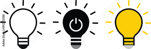 Light bulb icon set, innovation and solution symbols, Creative thinking, innovation and solution symbols. process generating idea
