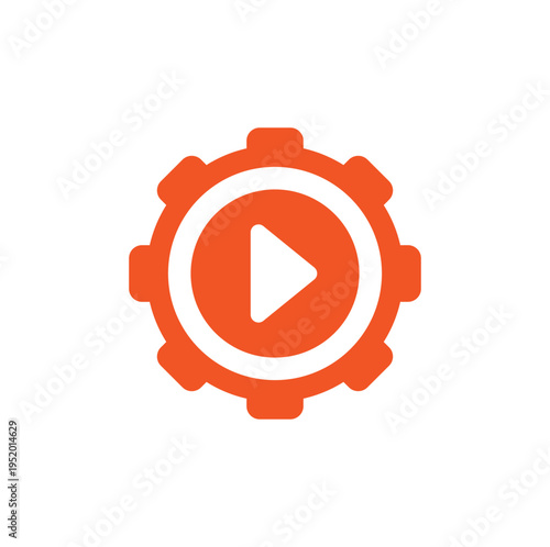 Gear Media Logo. Abstract Vector Gear Media Technology Icon.