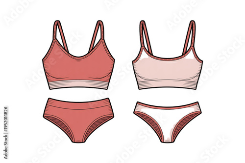 A minimalist illustration of women's lingerie on transparent background