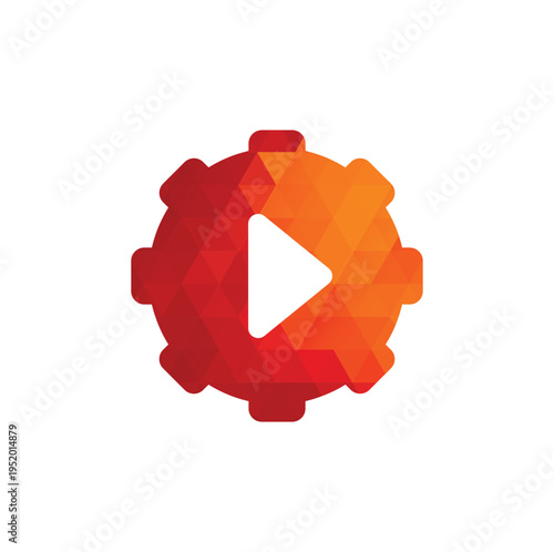 Gear Media Logo. Abstract Vector Gear Media Technology Icon.