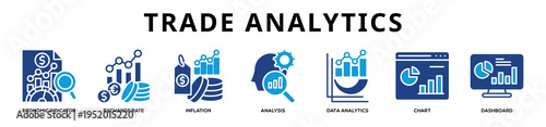 Glyphcolor - Trade Analytics web banner icon vector illustration concept