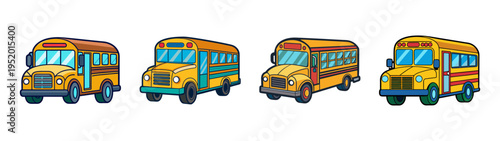 Cartoon school bus clip art: vector illustration of yellow transport for children education design