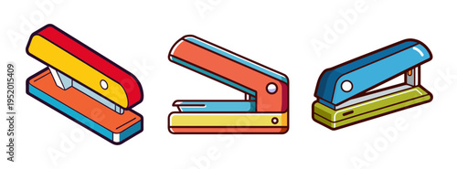 Colorful stapler set office supply stapling tool stationery item paper fastener collection design