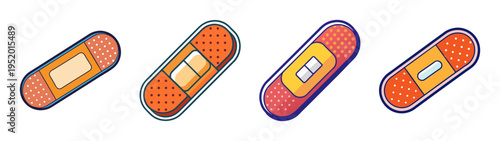 Band aid bandage plaster medical adhesive first aid wound care protection health cartoon illustration