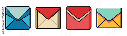 Colorful abstract envelope designs vector illustration for graphic design and art projects