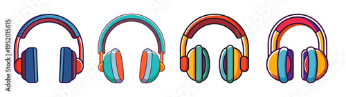 Colorful headphones illustration for music lovers and audio enthusiasts perfect for designs and projects