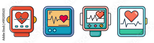 Heart rate monitor fitness tracker smartwatch vector illustration for health and wellness apps