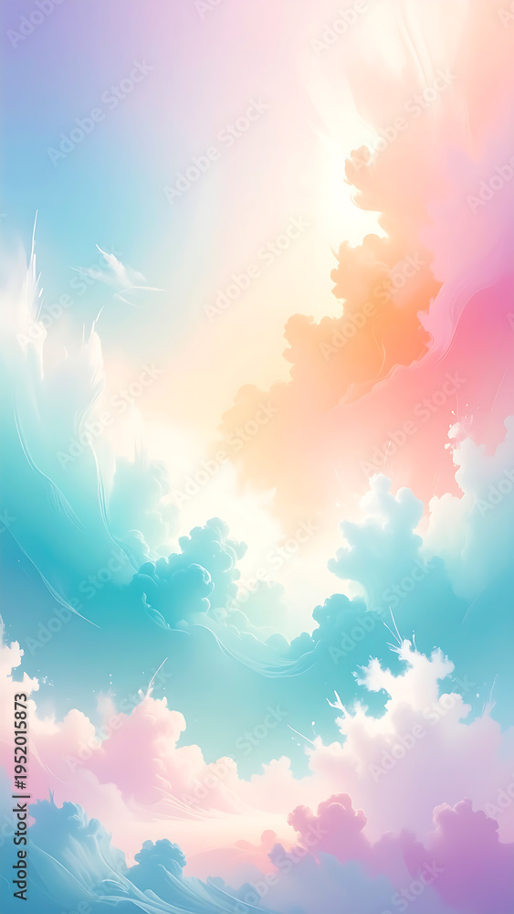 Fototapeta premium Dreamy Pastel Clouds in a Colorful Sky