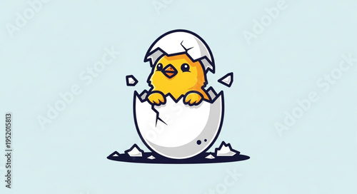Adorable Chick Hatching from Egg - A Symbol of New Beginnings.
