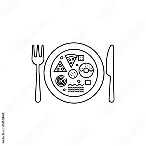 Eat What You Want Day abstract food meme line icon isolated