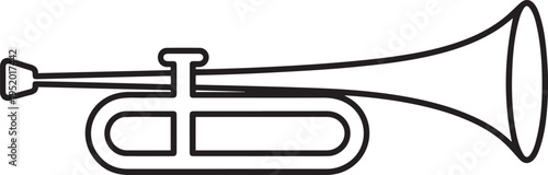 Vuvuzela Horn Musical Silhouette. one line art icon drawing vector