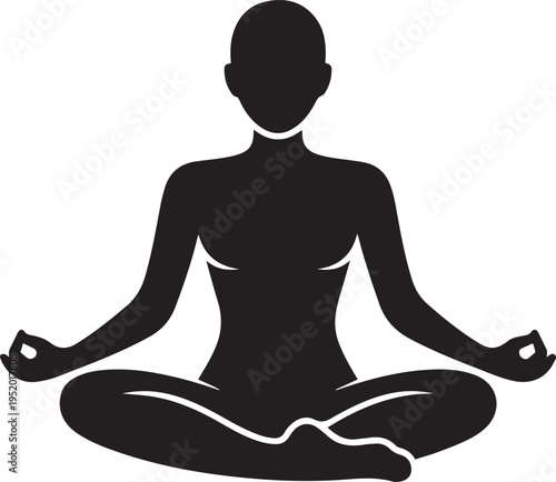 Yoga. lotus position silhouette. Vector shape. icon drawing vector