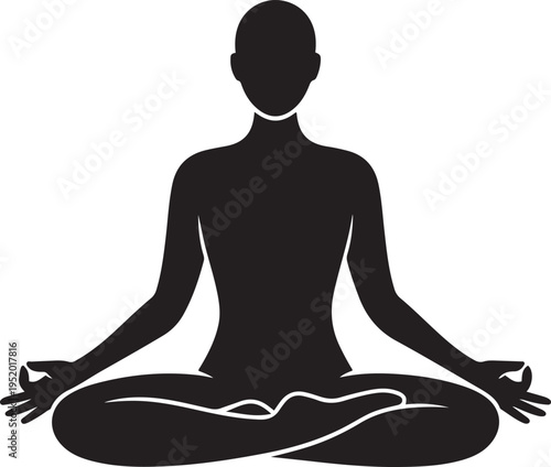 Yoga. lotus position silhouette. Vector shape. icon drawing vector