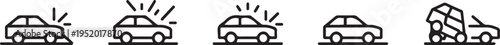 Car Crash icons vectors isolated on white background. black drawing vector