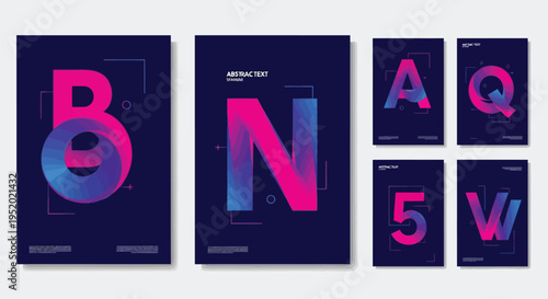 Modern Abstract Gradient Alphabet Letter and Number Poster Set Vector for Digital Marketing, Branding, and Creative Design Projects