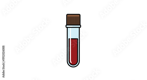 A single test tube filled with dark red liquid and sealed with a brown stopper stands vertically on a white background.