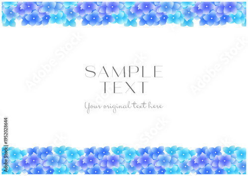 青い紫陽花の上下フレーム背景　装飾あしらい　透過