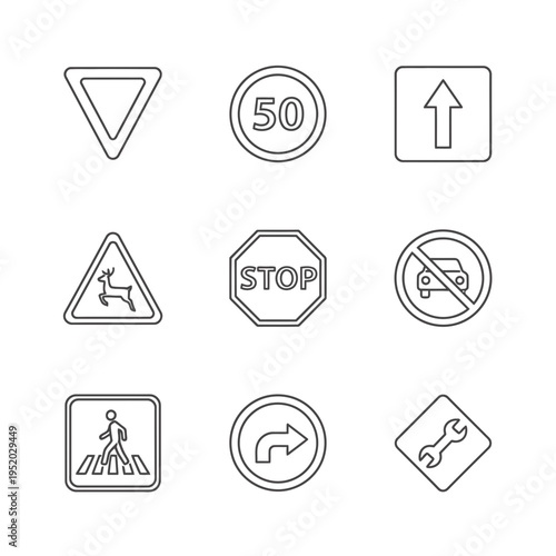 Collection of Traffic and Road Signs Icons.