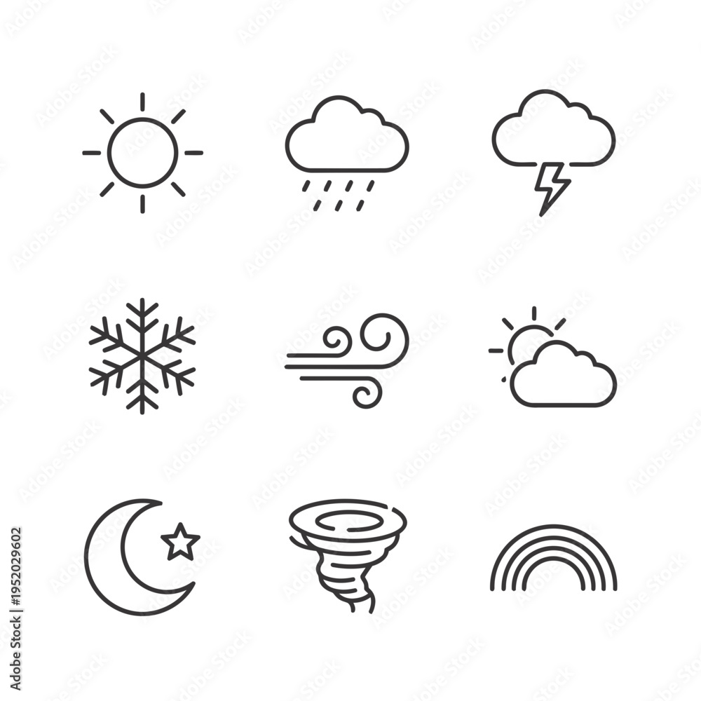 Obraz premium Collection of Weather Icons Representing Different Atmospheric Conditions 4.