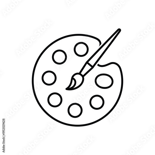 Artists palette with paints and brush in hand creating art and imagination creativity studio